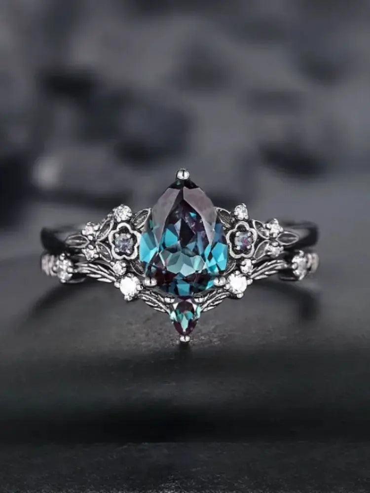Luxury Gun Black Cubic Zircon Ring