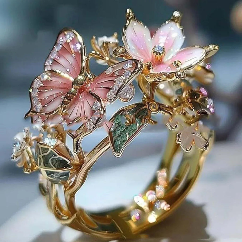 butterfly pattern women's ring