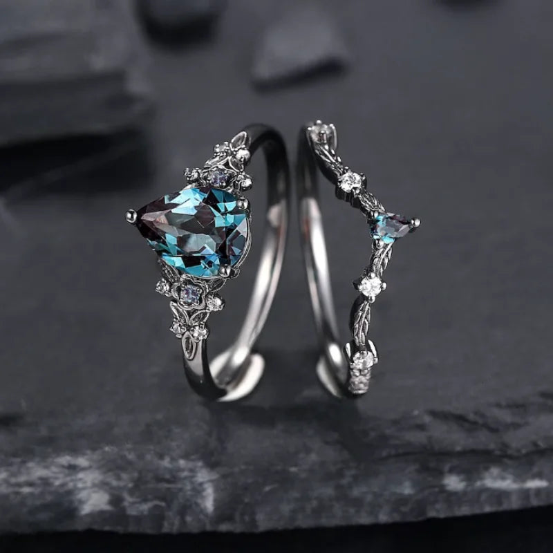Luxury Gun Black Cubic Zircon Ring