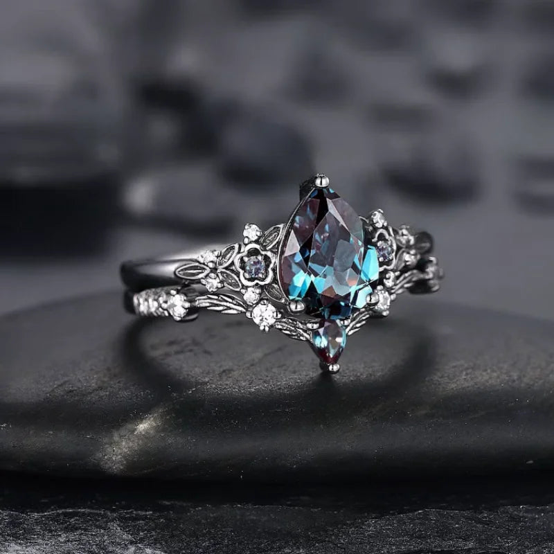 Luxury Gun Black Cubic Zircon Ring