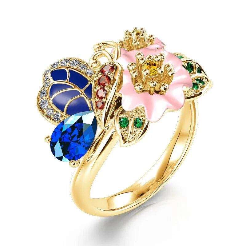 butterfly pattern women's ring